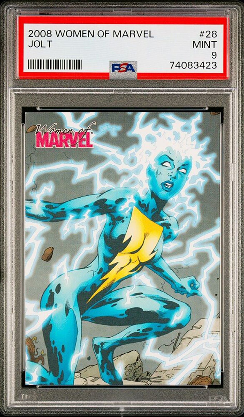 JOLT PSA 9 2008 Rittenhouse Archives Women of Marvel #28 Marvel Base Graded Cards - Hobby Gems