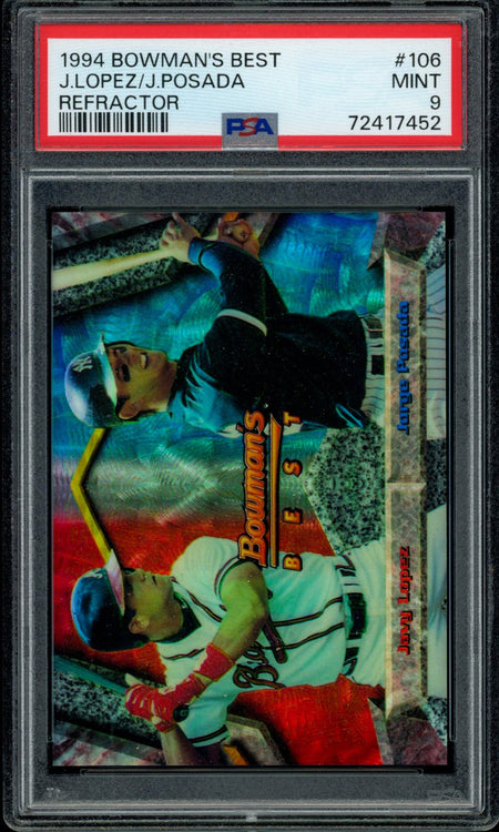 JORGE POSADA JAVY LOPEZ PSA 9 1994 Bowman's Best Refractor RC #106 Baseball Graded Cards Paralell RC - Hobby Gems