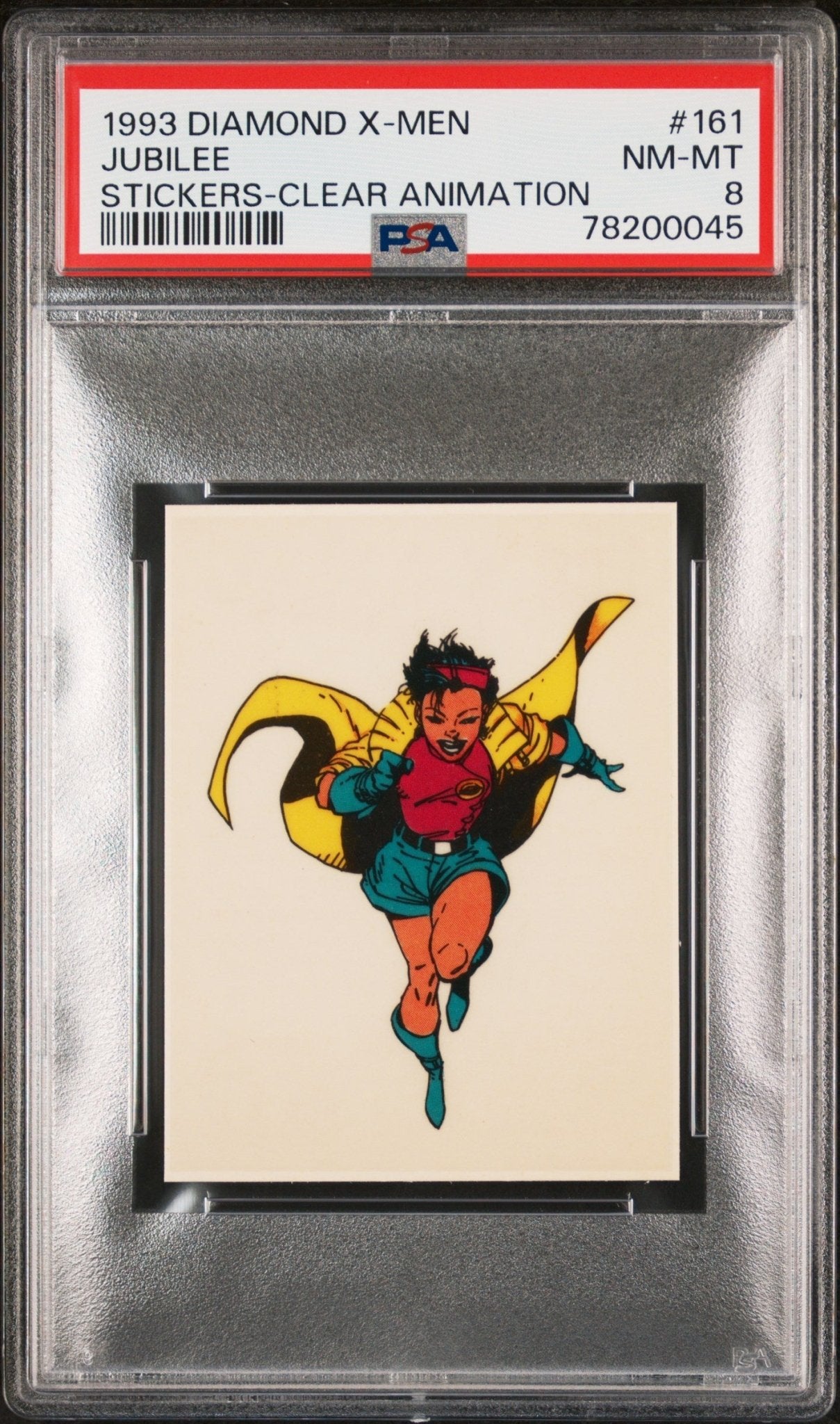 JUBILEE PSA 8 1993 Diamond Marvel X-Men Clear Animation Sticker #161 Marvel Graded Cards Sticker - Hobby Gems