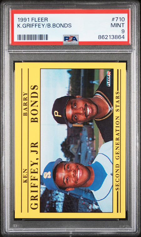 KEN GRIFFEY JR BARRY BONDS PSA 9 1991 Fleer Second Generation Stars #710 Baseball Base Graded Cards - Hobby Gems