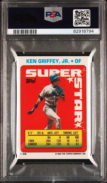 KEN GRIFFEY JR PSA 9 1990 Topps Stickercard #49 Blauser-28 Stillwell-269 Baseball Base Graded Cards - Hobby Gems