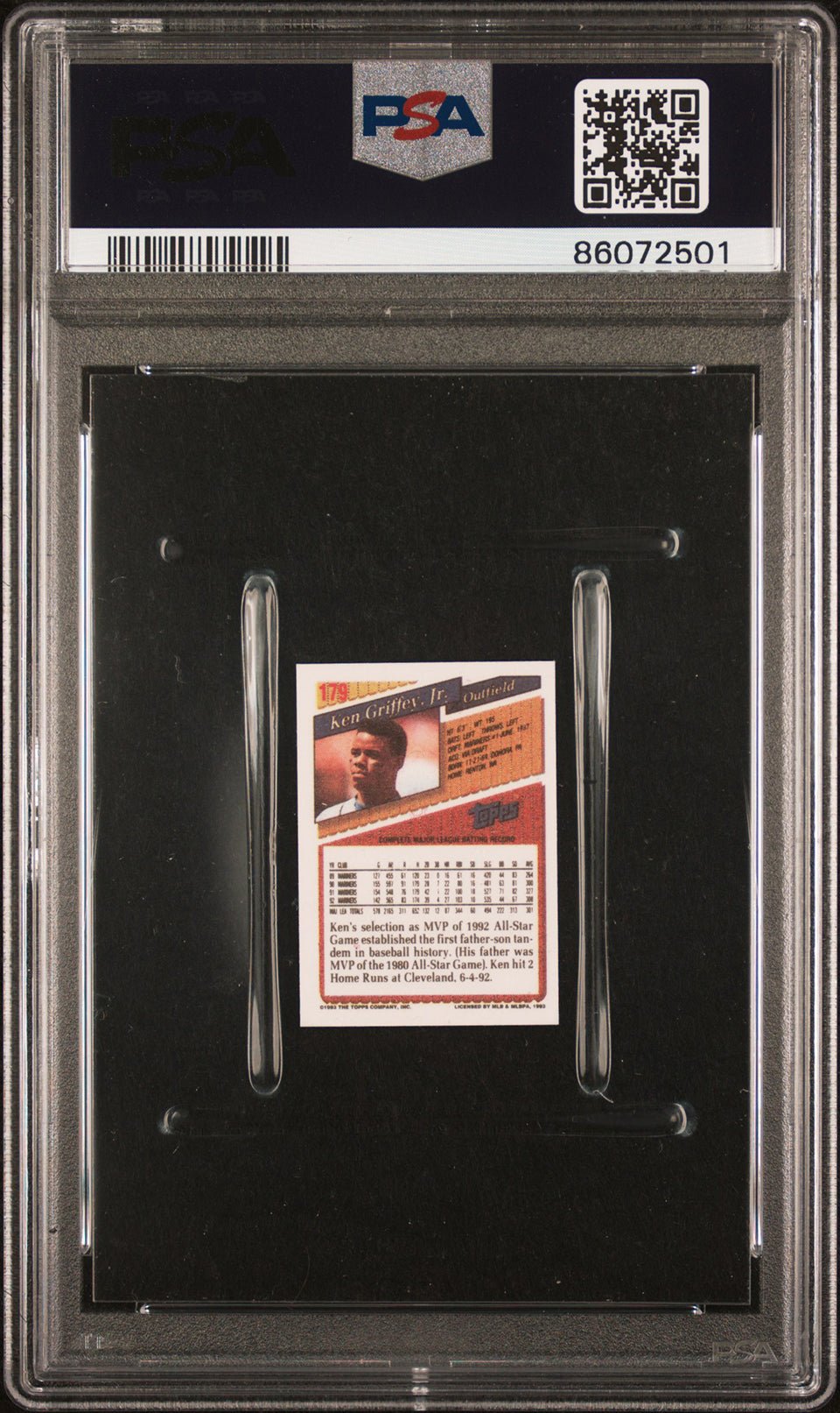 KEN GRIFFEY JR PSA 9 1993 Topps Micro #170 C3 Baseball Base Graded Cards - Hobby Gems