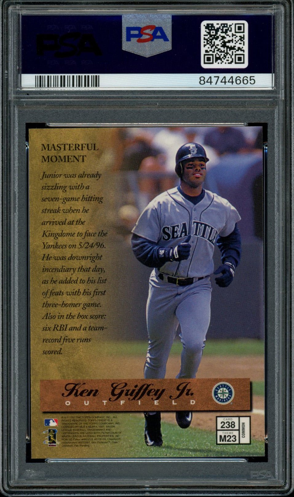 KEN GRIFFEY JR PSA 9 1997 Finest Masters #238 Baseball Base Graded Cards - Hobby Gems