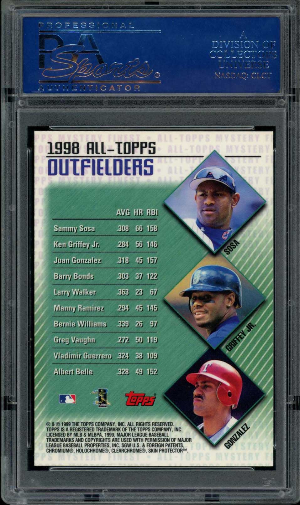 KEN GRIFFEY JR PSA 9 1999 Topps All-Tops Mystery Finest #M14 Baseball Graded Cards Insert - Hobby Gems