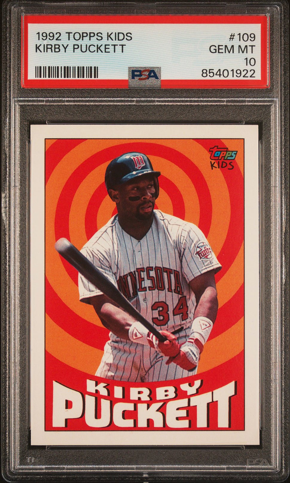 KIRBY PUCKETT PSA 10 1992 Topps Kids #109 Baseball Base Graded Cards - Hobby Gems