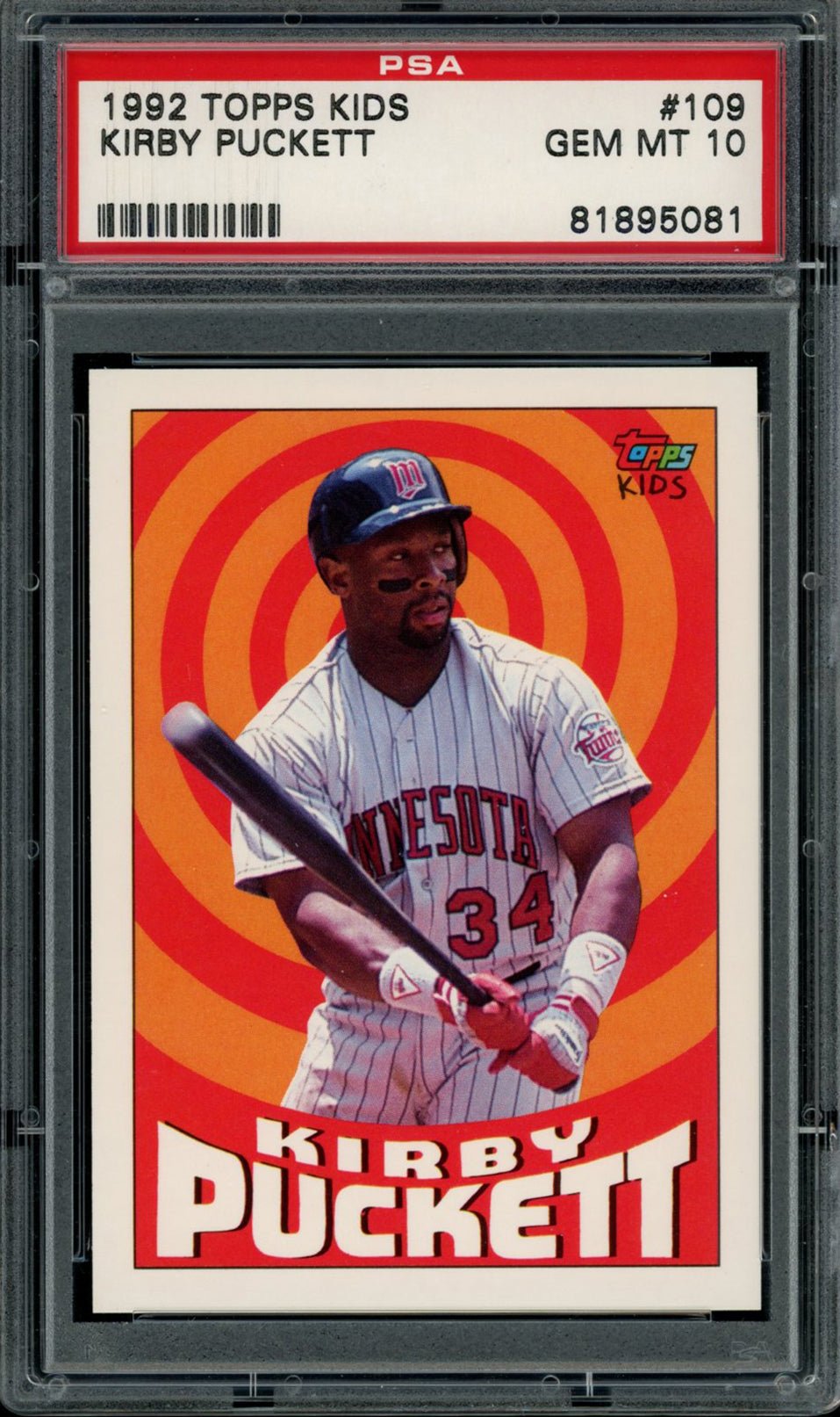 KIRBY PUCKETT PSA 10 1992 Topps Kids #109 C2 Baseball Base Graded Cards - Hobby Gems