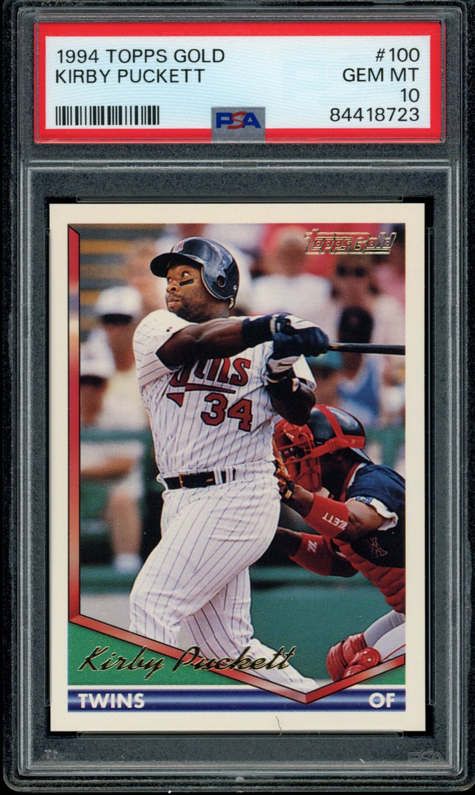 KIRBY PUCKETT PSA 10 1994 Topps Gold #100 Baseball - Hobby Gems