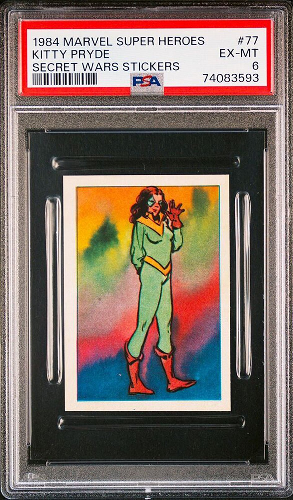 KITTY PRYDE PSA 6 1984 Marvel Super Heroes Secret Wars Stickers #77 Marvel Graded Cards Sticker - Hobby Gems