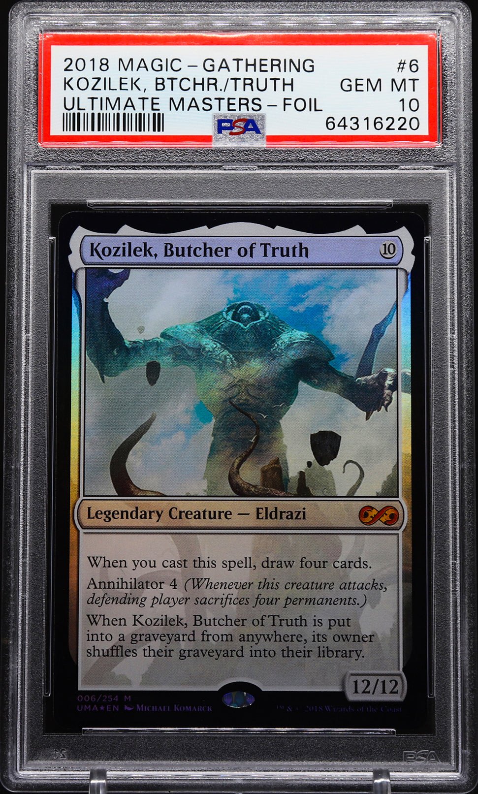 KOZILEK, BUTCHER OF TRUTH PSA 10 2018 Ultimate Masters Magic the Gathering Mythic Foil 6 Magic the Gathering Graded Cards Parallel - Hobby Gems