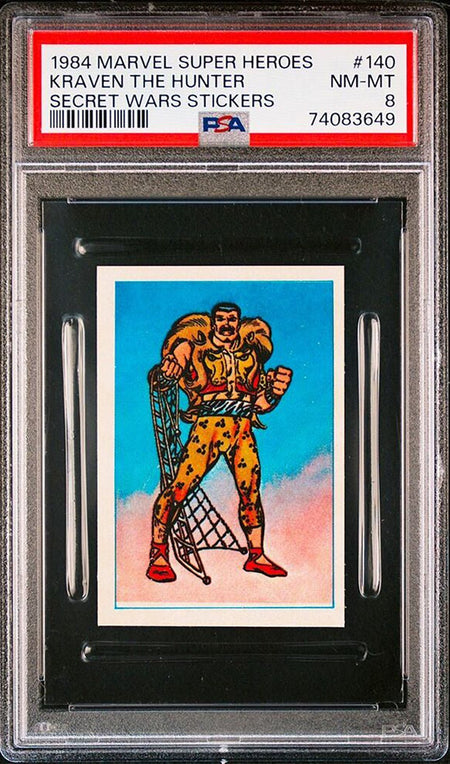 KRAVEN THE HUNTER PSA 8 1984 Marvel Super Heroes Secret Wars Stickers #140 C1 Marvel Graded Cards Sticker - Hobby Gems