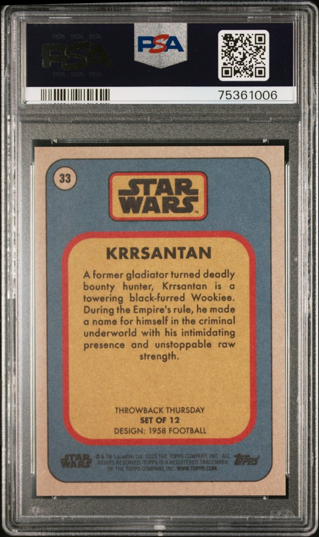 KRRSANTAN PSA 10 2023 Topps Star Wars Throwback Thursday TBT #33 C1 Star Wars Base Graded Cards - Hobby Gems