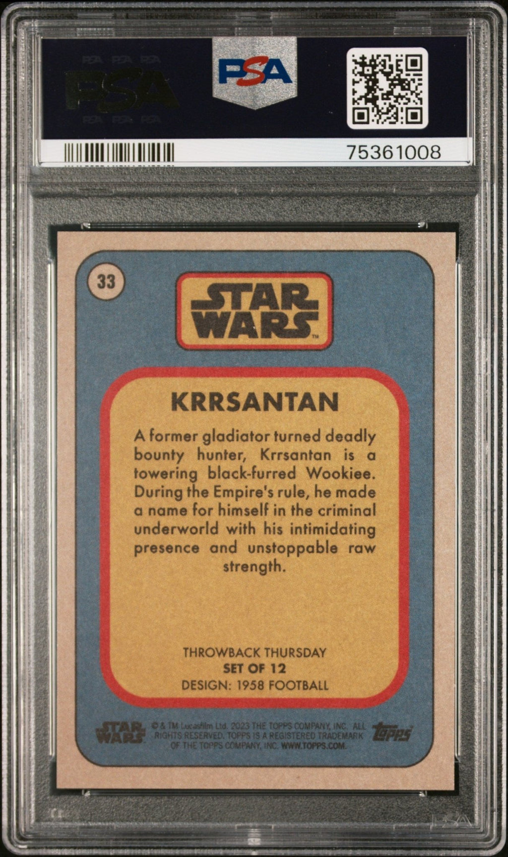 KRRSANTAN PSA 10 2023 Topps Star Wars Throwback Thursday TBT #33 C3 Star Wars Base Graded Cards - Hobby Gems