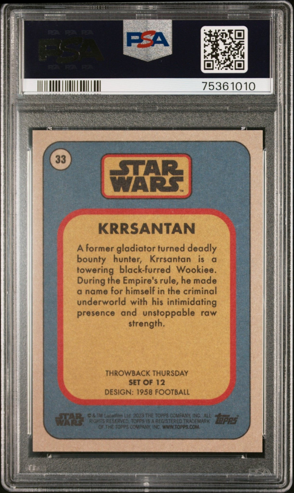 KRRSANTAN PSA 10 2023 Topps Star Wars Throwback Thursday TBT #33 C5 Star Wars Base Graded Cards - Hobby Gems