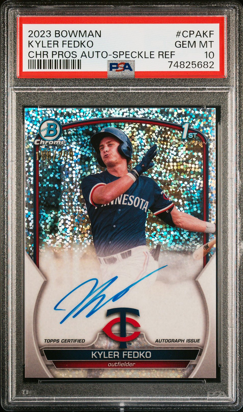 KYLER FEDKO PSA 10 2023 Bowman Chrome Prospects Autograph Speckle Refractor #CPAKF 188/299 Baseball Autograph Graded Cards Parallel - Hobby Gems