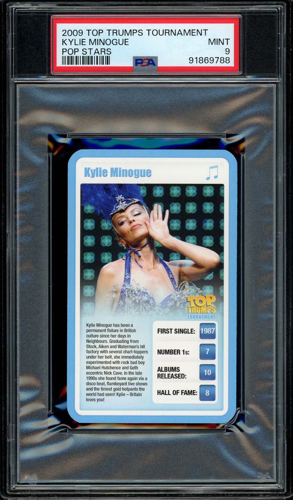 KYLIE MINOGUE PSA 9 2009 Top Trumps Tournament Pop Stars Pop Culture Base Graded Cards - Hobby Gems