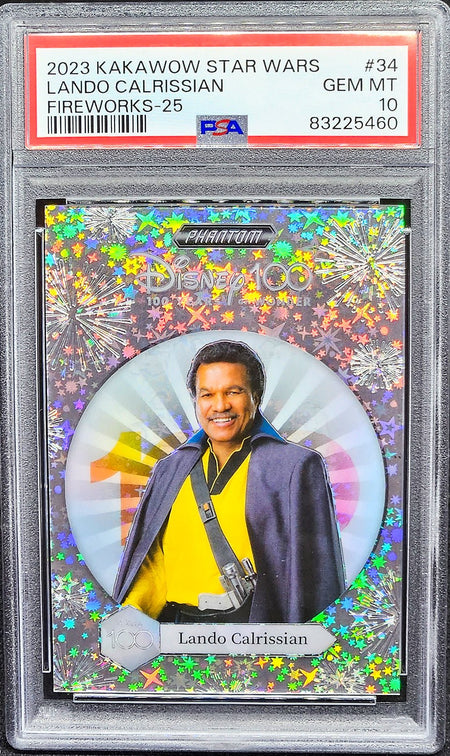 LANDO CALRISSIAN PSA 10 2023 Kakawow Disney100 Star Wars Fireworks #34 10/25 Star Wars Graded Cards Insert Serial Numbered - Hobby Gems