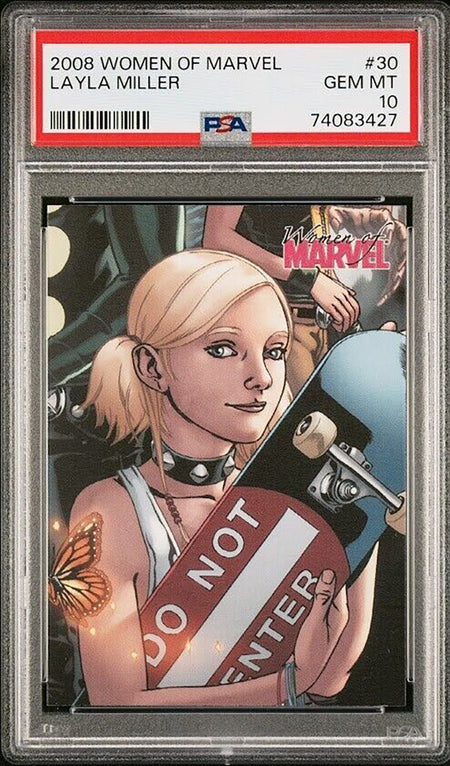 LAYLA MILLER PSA 10 2008 Rittenhouse Archives Women of Marvel #30 C2 Marvel Base Graded Cards - Hobby Gems