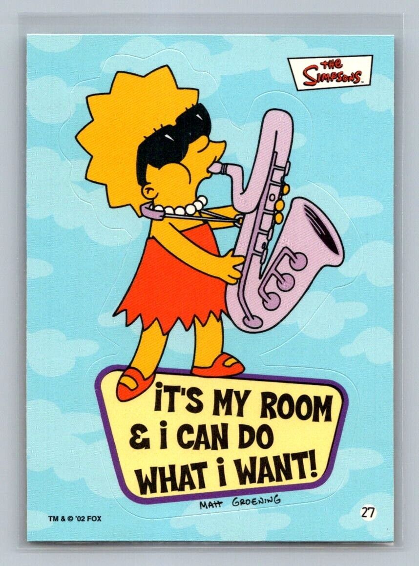 LISA SIMPSON It's my room 2002 Topps The Simpsons Sticker #27 C2 The Simpsons Sticker - Hobby Gems