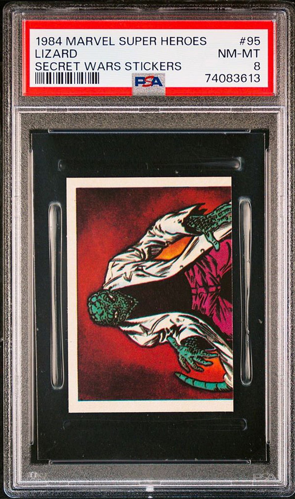 LIZARD PSA 8 1984 Marvel Super Heroes Secret Wars Stickers #95 Marvel Graded Cards Sticker - Hobby Gems