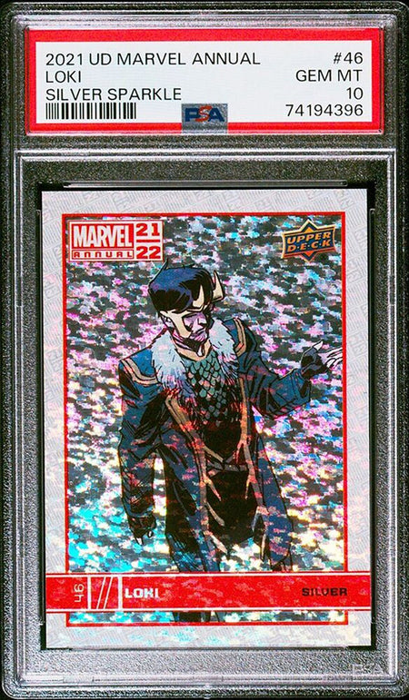 LOKI PSA 10 2021 Upper Deck Marvel Annual Silver Sparkle #46 Marvel Graded Cards Parallel - Hobby Gems