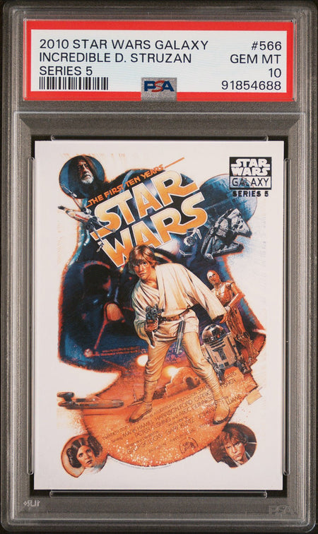 LUKE LEIA HAN PSA 10 2010 Star Wars Galaxy Series 5 Drew Struzan #566 Star Wars Base Graded Cards - Hobby Gems