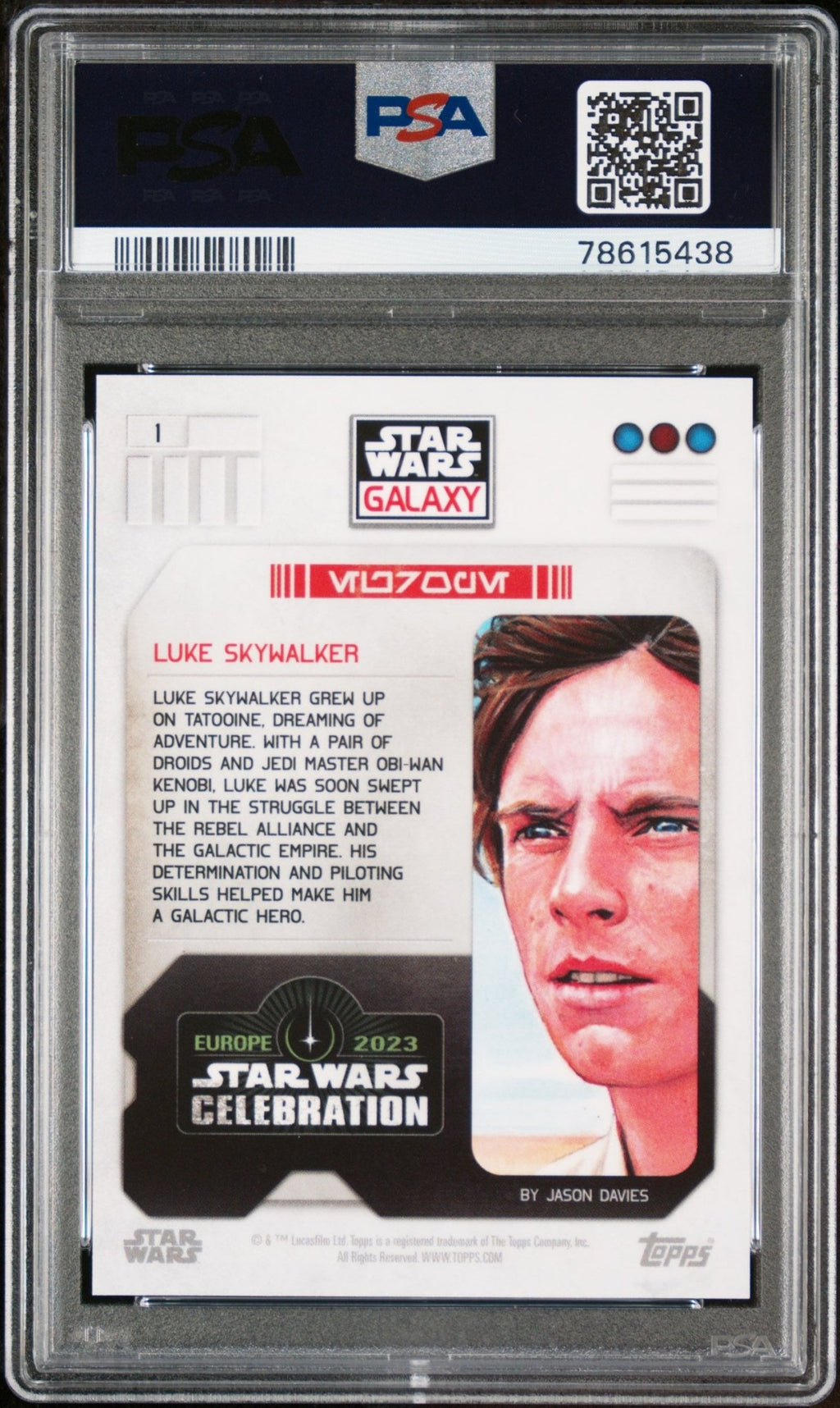 LUKE SKYWALKER PSA 10 2023 Topps Star Wars Celebration Europe #1 Star Wars Base Graded Cards - Hobby Gems