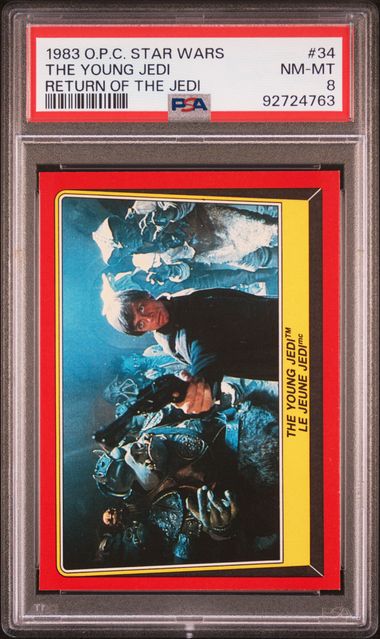 LUKE SKYWALKER PSA 8 1983 O - Pee - Chee OPC Star Wars Return of the Jedi #34 Star Wars Base Graded Cards - Hobby Gems