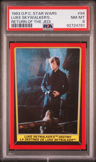 LUKE SKYWALKER PSA 8 1983 O - Pee - Chee OPC Star Wars Return of the Jedi #94 Star Wars Base Graded Cards - Hobby Gems