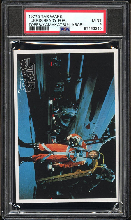 LUKE SKYWALKER PSA 9 1977 Topps Yamakatsu Star Wars Large Luke Is Ready For C2 Star Wars Base - Hobby Gems