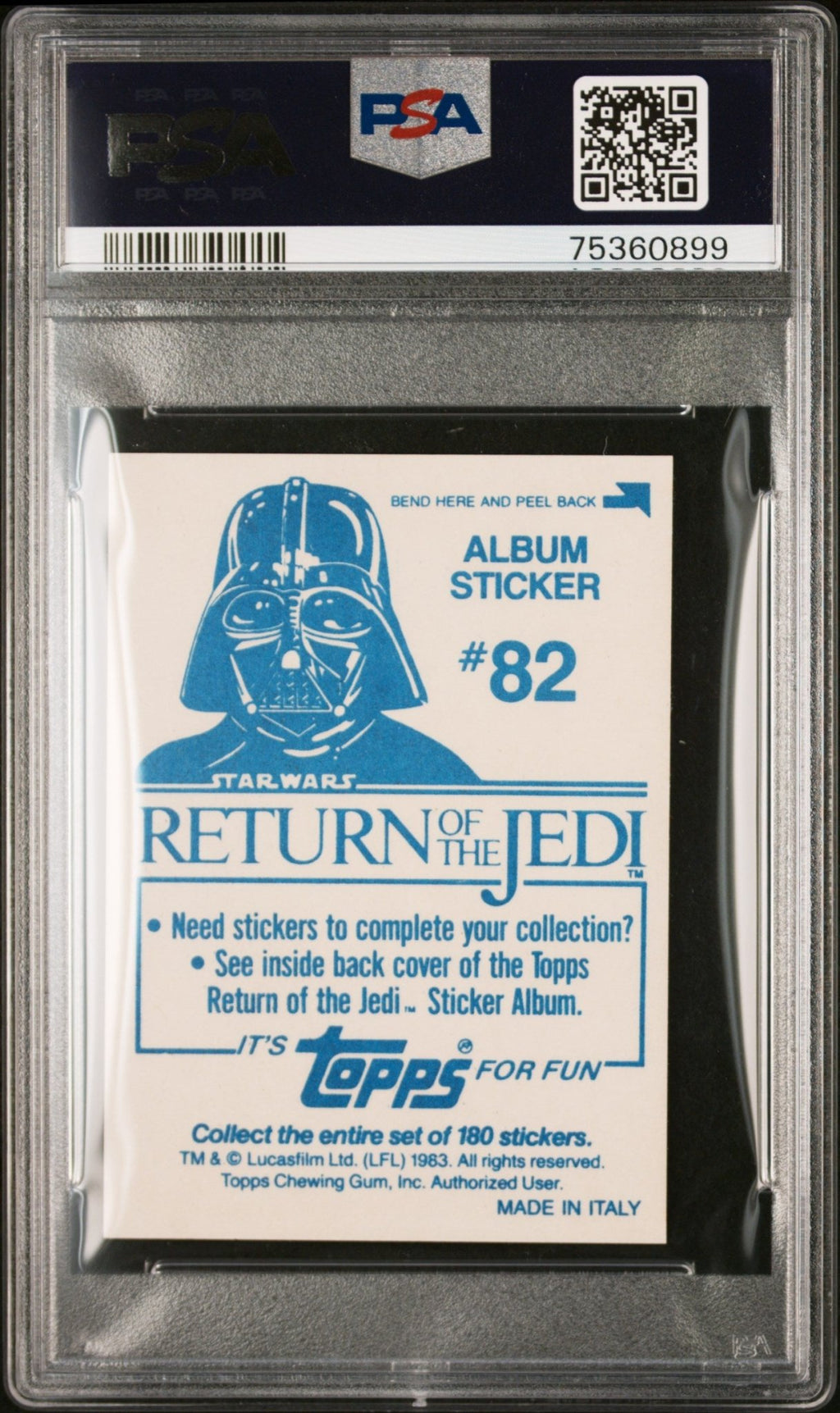 LUKE SKYWALKER PSA 9 1983 Topps Star Wars Return of the Jedi Album Sticker #82 Star Wars Graded Cards Sticker - Hobby Gems