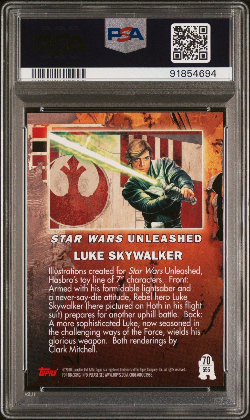 LUKE SKYWALKER PSA 9 2010 Star Wars Galaxy Series 5 #555 Star Wars Base Graded Cards - Hobby Gems