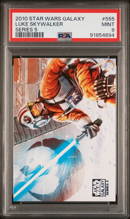 LUKE SKYWALKER PSA 9 2010 Star Wars Galaxy Series 5 #555 Star Wars Base Graded Cards - Hobby Gems