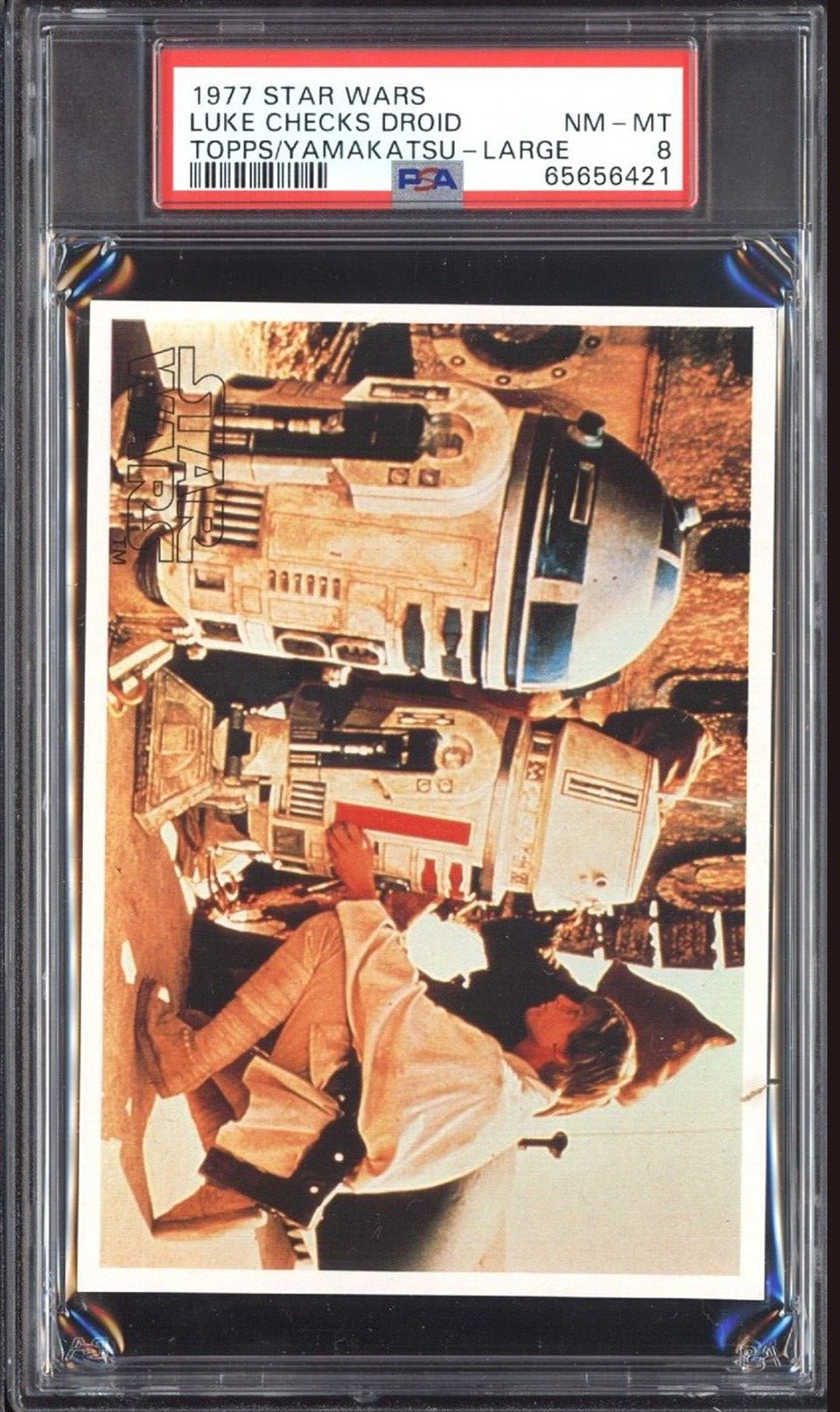 LUKE SKYWALKER R2-D2 PSA 8 1977 Star Wars Topps Yamakatsu Large Luke Sizes Up Dr Star Wars Base Graded Cards - Hobby Gems