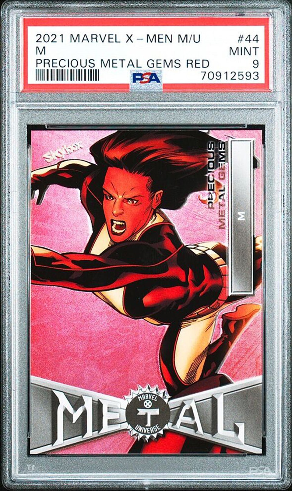 M PSA 9 2020 Skybox Marvel X-Men Universe Precious Metal Gems PMG Red #44 43/100 Marvel Graded Cards Parallel Serial Numbered - Hobby Gems