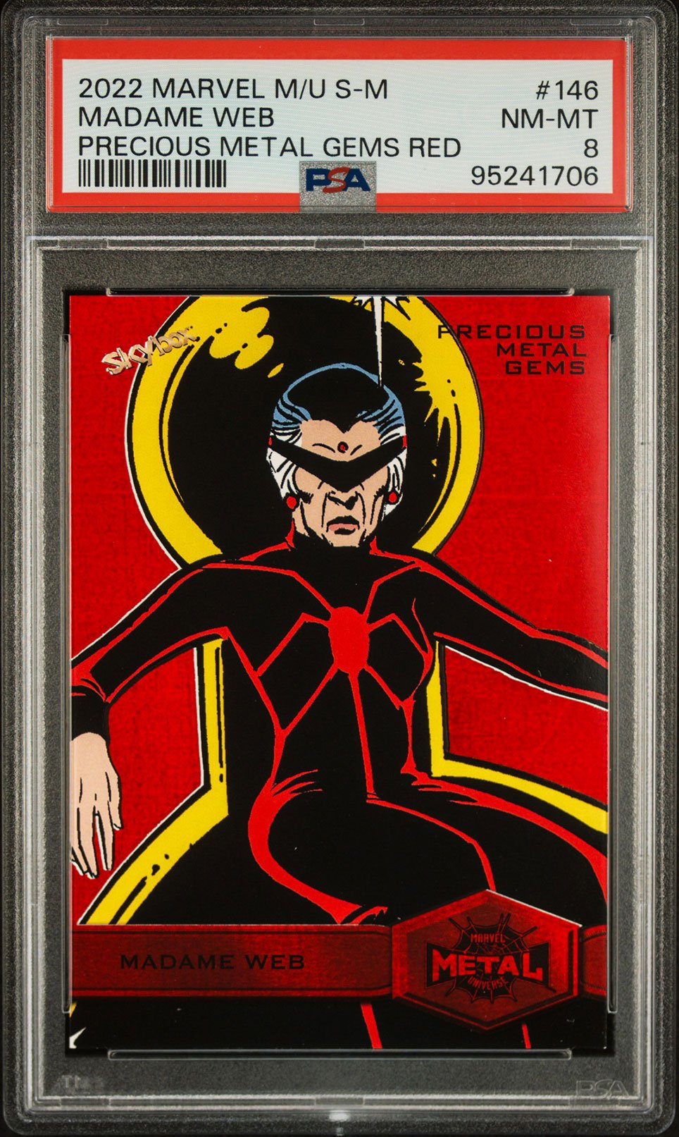 MADAME WEB PSA 8 2022 Marvel Metal Universe Spider - Man Precious Metal Gems PMG Red #146 97/100 Marvel Graded Cards Parallel Serial Numbered - Hobby Gems