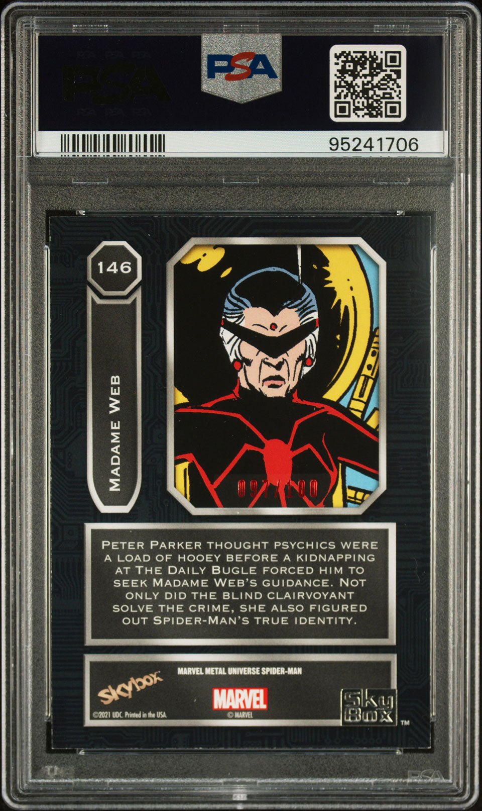 MADAME WEB PSA 8 2022 Marvel Metal Universe Spider - Man Precious Metal Gems PMG Red #146 97/100 Marvel Graded Cards Parallel Serial Numbered - Hobby Gems