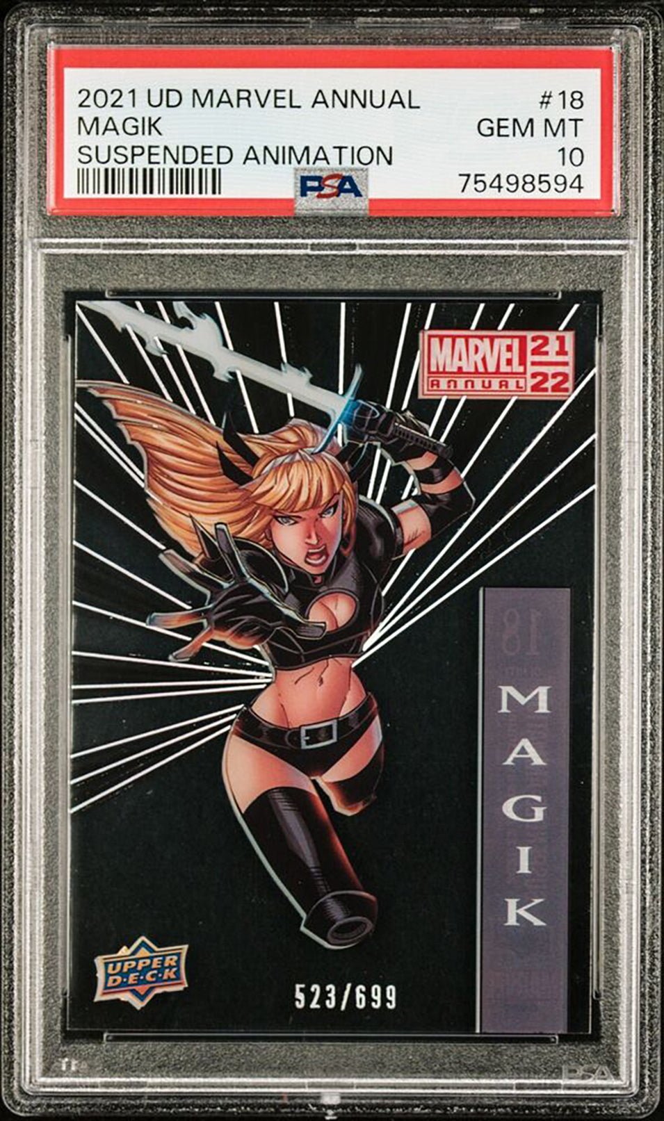 MAGIK PSA 10 2021-22 Upper Deck Marvel Annual Suspended Animation #18 523/699 Marvel Graded Cards Insert Serial Numbered - Hobby Gems