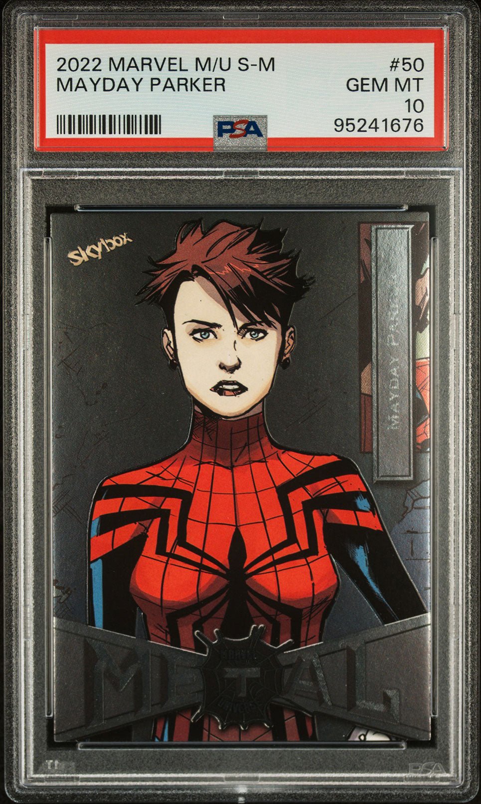 MAYDAY PARKER Spider - Girl PSA 10 2022 Skybox Marvel Metal Universe Spider - Man #50 C1 Marvel Base Graded Cards - Hobby Gems