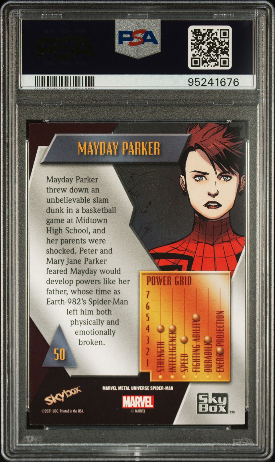 MAYDAY PARKER Spider - Girl PSA 10 2022 Skybox Marvel Metal Universe Spider - Man #50 C1 Marvel Base Graded Cards - Hobby Gems