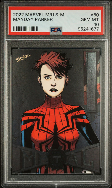 MAYDAY PARKER Spider - Girl PSA 10 2022 Skybox Marvel Metal Universe Spider - Man #50 C2 Marvel Base Graded Cards - Hobby Gems