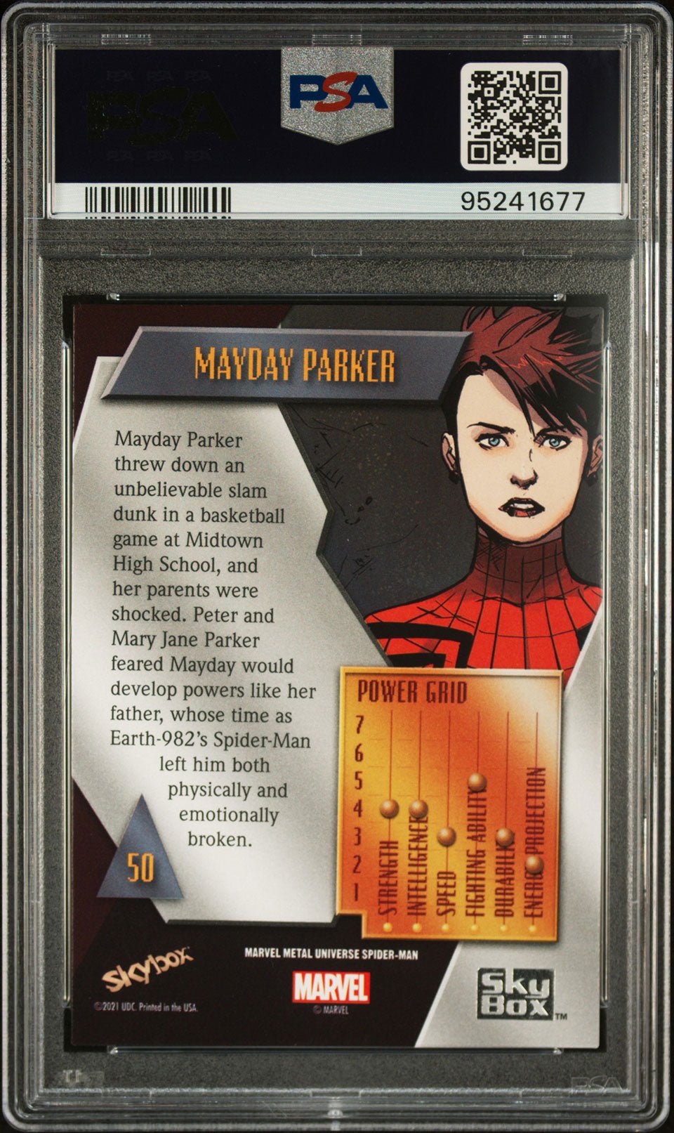 MAYDAY PARKER Spider - Girl PSA 10 2022 Skybox Marvel Metal Universe Spider - Man #50 C2 Marvel Base Graded Cards - Hobby Gems