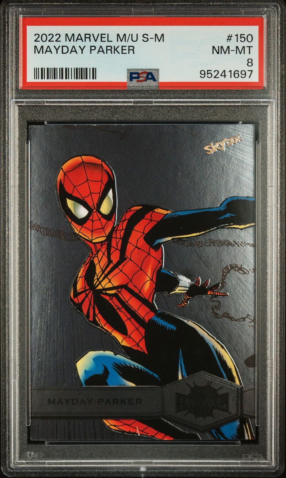 MAYDAY PARKER Spider - Girl PSA 8 2022 Skybox Marvel Metal Universe Spider - Man #150 Marvel Base Graded Cards - Hobby Gems