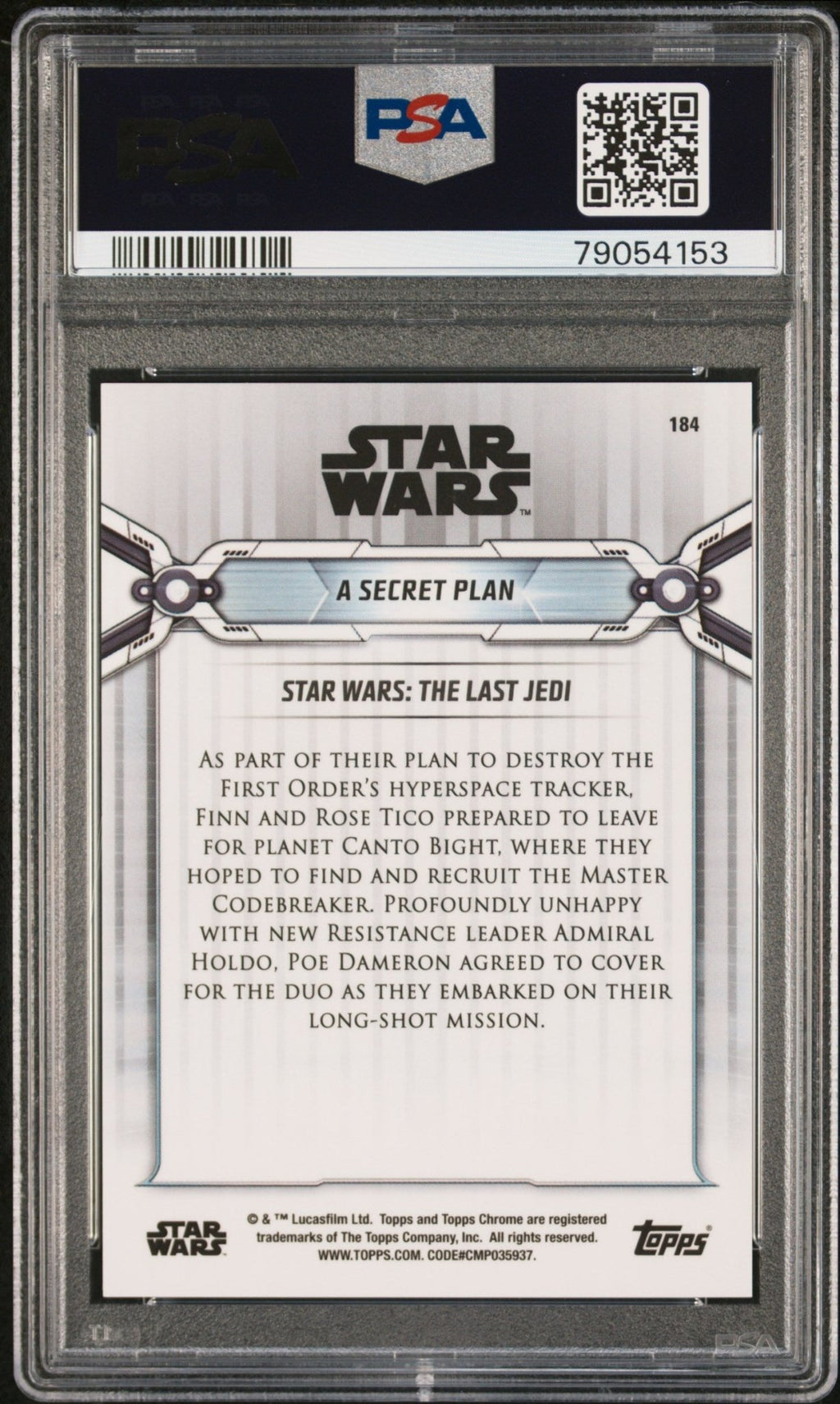 MAZ KANATA PSA 10 2019 Star Wars Chrome Blue Refractor A Secret Plan #184 60/99 Star Wars Graded Cards Paralell Serial Numbered - Hobby Gems