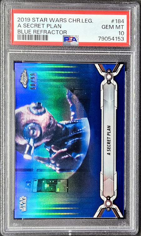 MAZ KANATA PSA 10 2019 Star Wars Chrome Blue Refractor A Secret Plan #184 60/99 Star Wars Graded Cards Paralell Serial Numbered - Hobby Gems