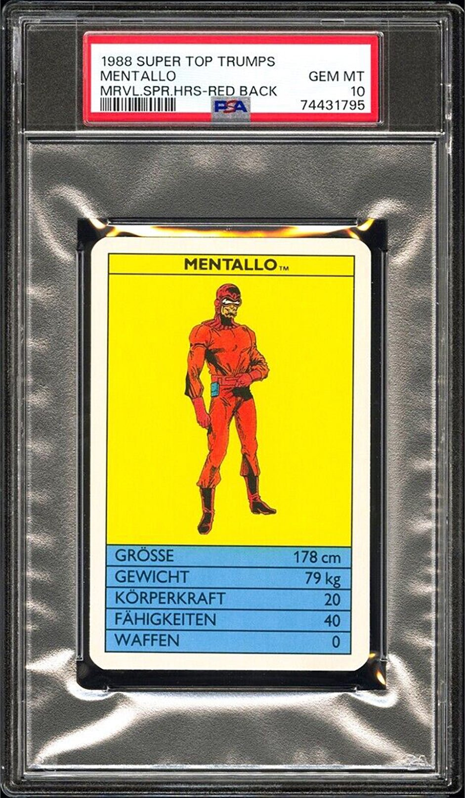 MENTALLO PSA 10 1988 Super Top Trumps Marvel Super Heroes Red Back Marvel Base Graded Cards - Hobby Gems