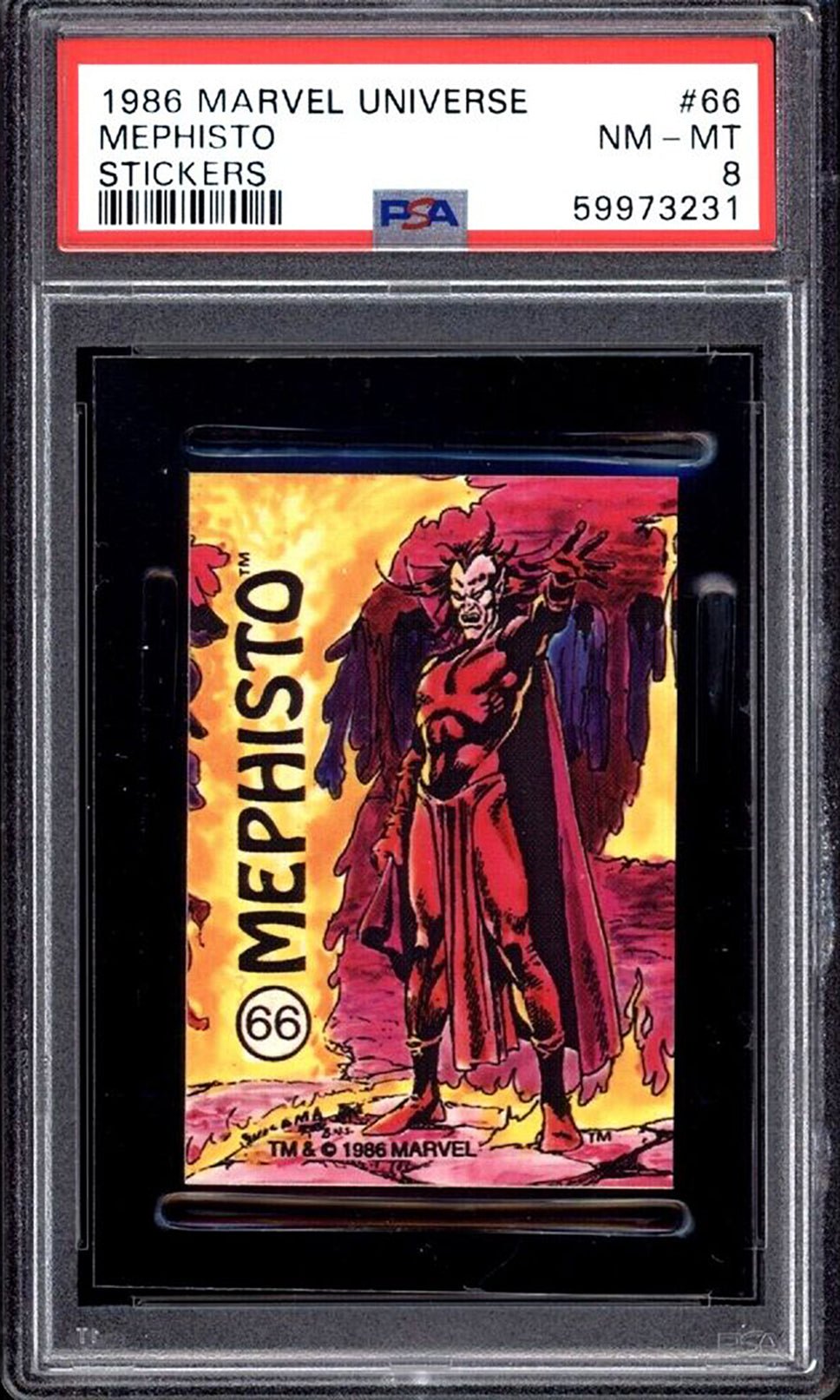 MEPHISTO PSA 8 1986 Marvel Universe Comic Images Sticker #66 Marvel Graded Cards Sticker - Hobby Gems