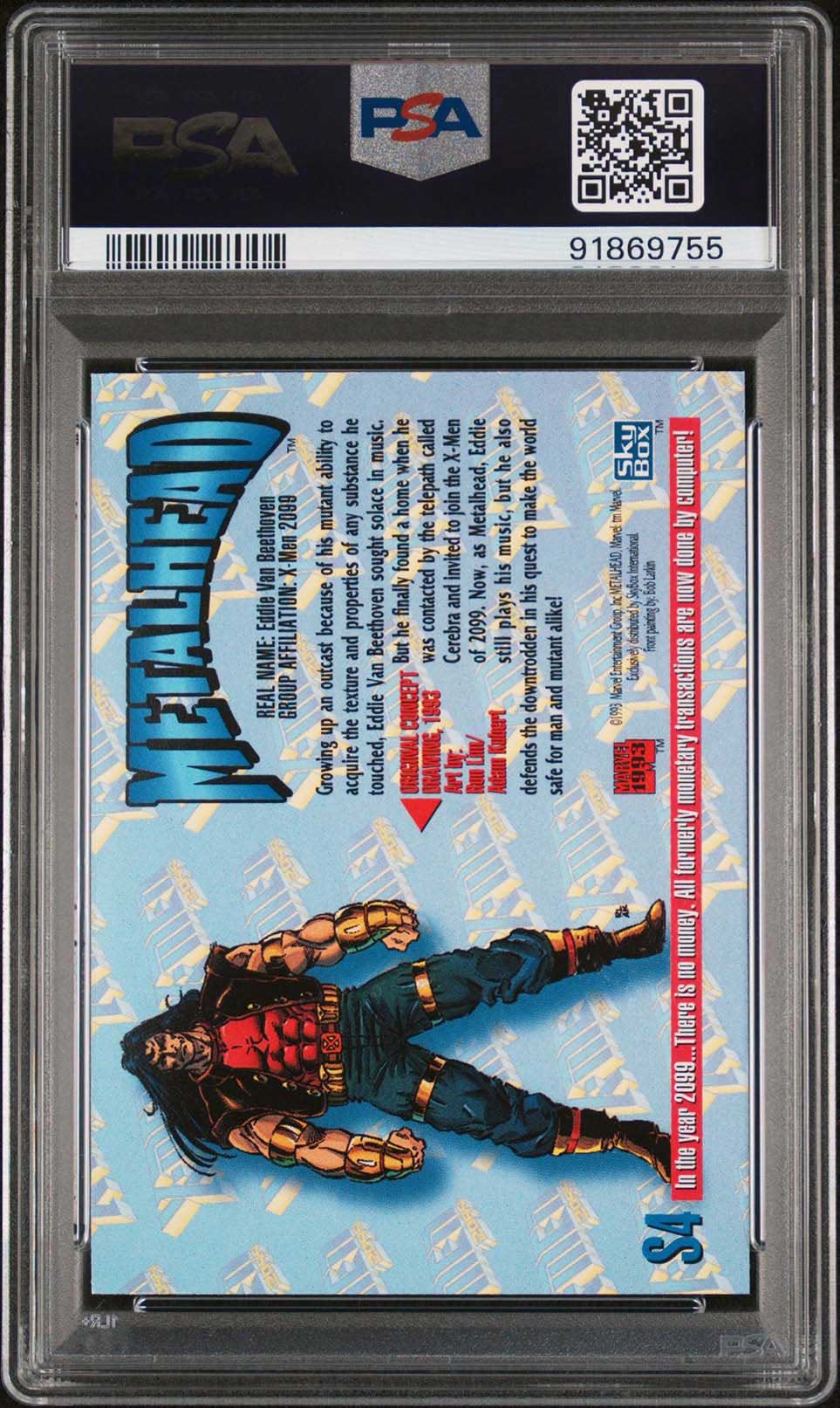 METALHEAD PSA 9 1993 Marvel Masterpieces X-Men 2099 Dyna-Etch #S4 Marvel Graded Cards Insert Parallel - Hobby Gems