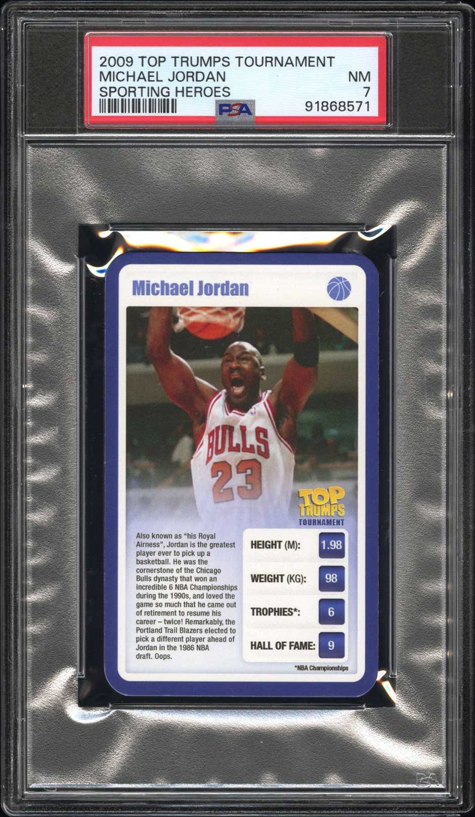 MICHAEL JORDAN PSA 7 2009 Top Trumps Tournament Sporting Heroes Basketball Base Graded Cards - Hobby Gems