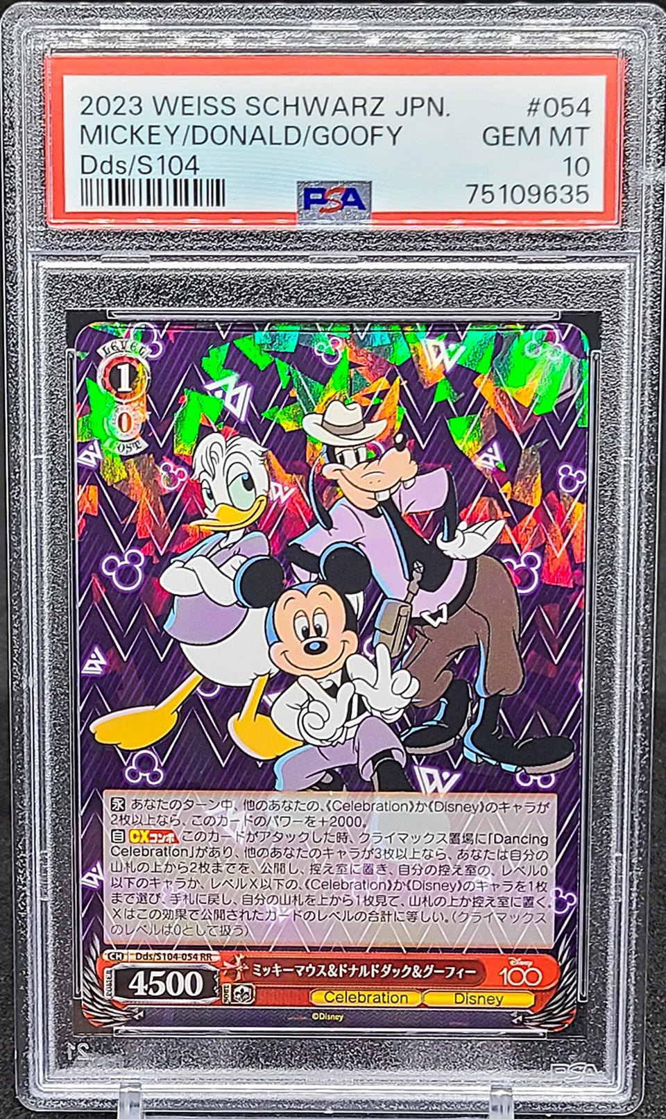 MICKEY DONALD GOOFY PSA 10 2023 Weiss Schwarz Disney 100 Dds/S104-054 RR C2 Disney Base Graded Cards - Hobby Gems