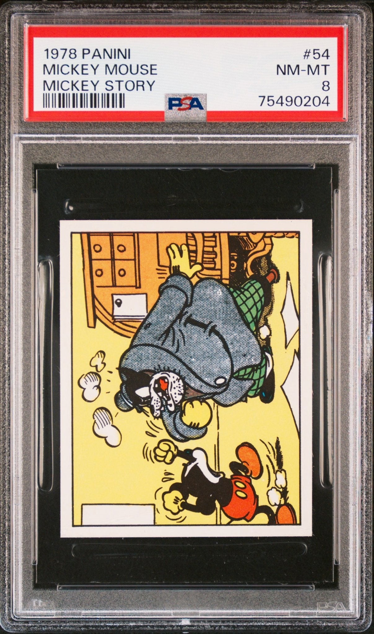 MICKEY MOUSE & PETE PSA 8 1978 Panini Mickey Story Sticker #54 Disney Base Graded Cards - Hobby Gems